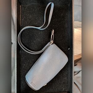 Ecco Light Blue Pebbled Leather Midi Pouch